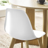 Set of 2 Agatha White Plastic Dining Chair with Wooden Legs (H82 x W45 x D50cm)