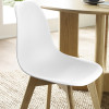 Set of 2 Agatha White Plastic Dining Chair with Wooden Legs (H82 x W45 x D50cm)