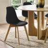 Set of 2 Agatha Black Plastic Dining Chair with Wooden Legs (H82 x W45 x D50cm)