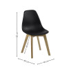 Set of 2 Agatha Black Plastic Dining Chair with Wooden Legs (H82 x W45 x D50cm)