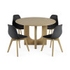 Set of 2 Agatha Black Plastic Dining Chair with Wooden Legs (H82 x W45 x D50cm)