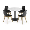 Set of 2 Agatha Black Plastic Dining Chair with Wooden Legs (H82 x W45 x D50cm)