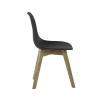 Set of 2 Agatha Black Plastic Dining Chair with Wooden Legs (H82 x W45 x D50cm)