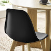 Set of 2 Agatha Black Plastic Dining Chair with Wooden Legs (H82 x W45 x D50cm)