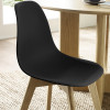 Set of 2 Agatha Black Plastic Dining Chair with Wooden Legs (H82 x W45 x D50cm)
