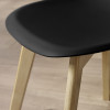 Set of 2 Agatha Black Plastic Dining Chair with Wooden Legs (H82 x W45 x D50cm)