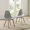 Set of 2 Agatha Grey Plastic Dining Chair with Wooden Legs (H82 x W45 x D50cm)