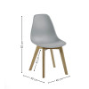 Set of 2 Agatha Grey Plastic Dining Chair with Wooden Legs (H82 x W45 x D50cm)