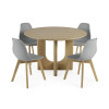 Set of 2 Agatha Grey Plastic Dining Chair with Wooden Legs (H82 x W45 x D50cm)