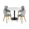 Set of 2 Agatha Grey Plastic Dining Chair with Wooden Legs (H82 x W45 x D50cm)