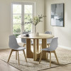 Set of 2 Agatha Grey Plastic Dining Chair with Wooden Legs (H82 x W45 x D50cm)