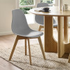 Set of 2 Agatha Grey Plastic Dining Chair with Wooden Legs (H82 x W45 x D50cm)