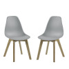Set of 2 Agatha Grey Plastic Dining Chair with Wooden Legs (H82 x W45 x D50cm)
