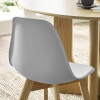 Set of 2 Agatha Grey Plastic Dining Chair with Wooden Legs (H82 x W45 x D50cm)