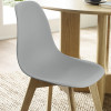 Set of 2 Agatha Grey Plastic Dining Chair with Wooden Legs (H82 x W45 x D50cm)