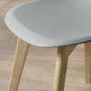 Set of 2 Agatha Grey Plastic Dining Chair with Wooden Legs (H82 x W45 x D50cm)