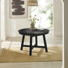 Annika Satin Black Oak Veneer Extending Round Dining Table (H75 x W154 x D115cm)