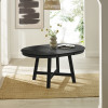 Annika Satin Black Oak Veneer Extending Round Dining Table (H75 x W154 x D115cm)
