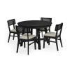 Annika Satin Black Oak Veneer Extending Round Dining Table (H75 x W154 x D115cm)