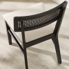 Set of 2 Annika Satin Black Natural Fabric Rattan Back Dining Chairs (H81.5 x W47 x D50cm)