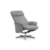 Aria Grey Linen Fabric with Chrome Base Reclining and Stool Chair (D80 x W70 x H100cm)