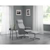 Aria Grey Linen Fabric with Chrome Base Reclining and Stool Chair (D80 x W70 x H100cm)