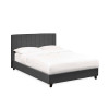 Aylen Dark Grey Faux Linen Upholstered Bed Frame - King Size (H100 x W165 x D210cm)