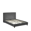 Aylen Dark Grey Faux Linen Upholstered Bed Frame - King Size (H100 x W165 x D210cm)