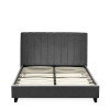 Aylen Dark Grey Faux Linen Upholstered Bed Frame - King Size (H100 x W165 x D210cm)