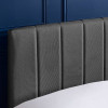 Aylen Dark Grey Faux Linen Upholstered Bed Frame - King Size (H100 x W165 x D210cm)
