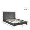 Aylen Dark Grey Faux Linen Upholstered Bed Frame - King Size (H100 x W165 x D210cm)