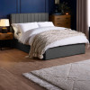 Aylen Dark Grey Faux Linen Upholstered Ottoman Storage Bed Frame - King Size (H110 x W168 x D213cm)