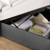 Aylen Dark Grey Faux Linen Upholstered Ottoman Storage Bed Frame - King Size (H110 x W168 x D213cm)