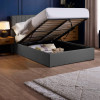 Aylen Dark Grey Faux Linen Upholstered Ottoman Storage Bed Frame - King Size (H110 x W168 x D213cm)