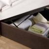 Aylen Chocolate Brown Velvet Upholstered Ottoman Storage Bed Frame - King Size (H110 x W168 x D213cm)