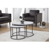 Bellini Black Metal and White Marble Nesting Coffee Table (D80 x W x H50)