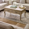 Camille Limed Oak French Style Rectangular Coffee Table  (H50 x W100 x D60cm)