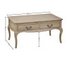 Camille Limed Oak French Style Rectangular Coffee Table  (H50 x W100 x D60cm)