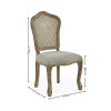 Set of 2 Camille Lined Oak Rattan Back Dining Chairs with French Style Legs (H96 x W53 x D61cm)