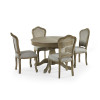 Set of 2 Camille Lined Oak Rattan Back Dining Chairs with French Style Legs (H96 x W53 x D61cm)