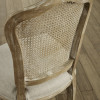 Set of 2 Camille Lined Oak Rattan Back Dining Chairs with French Style Legs (H96 x W53 x D61cm)