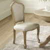 Set of 2 Camille Oatmeal Linen Upholstered Dining Chairs with French Style Legs (H96 x W53 x D61cm)