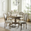 Set of 2 Camille Oatmeal Linen Upholstered Dining Chairs with French Style Legs (H96 x W53 x D61cm)