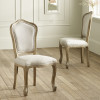 Set of 2 Camille Oatmeal Linen Upholstered Dining Chairs with French Style Legs (H96 x W53 x D61cm)