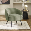Dahlia Olive Green Linen Upholstered Accent Chair with Black Metal Legs (H75 x W74 x D72cm)