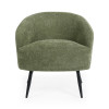 Dahlia Olive Green Linen Upholstered Accent Chair with Black Metal Legs (H75 x W74 x D72cm)