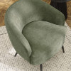 Dahlia Olive Green Linen Upholstered Accent Chair with Black Metal Legs (H75 x W74 x D72cm)