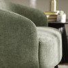 Dahlia Olive Green Linen Upholstered Accent Chair with Black Metal Legs (H75 x W74 x D72cm)