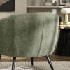Dahlia Olive Green Linen Upholstered Accent Chair with Black Metal Legs (H75 x W74 x D72cm)