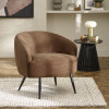 Dahlia Rust Brown Linen Upholstered Accent Chair with Black Metal Legs (H75 x W74 x D72cm)